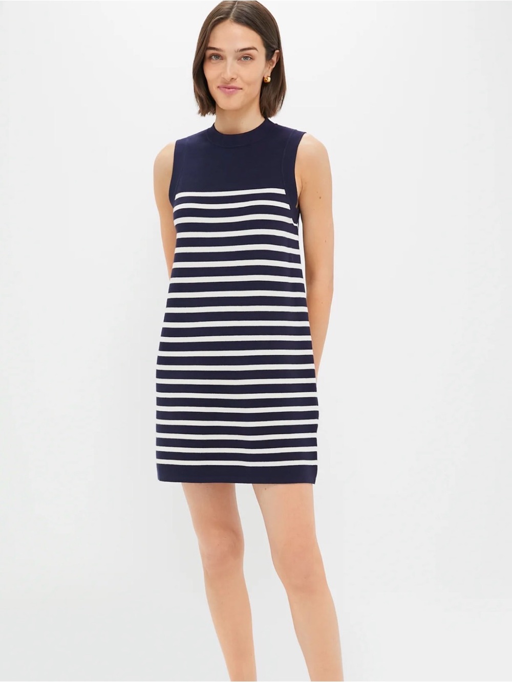 Tuckernuck Navy and White Stripe Sleeveless Knit Marie Dress Size S